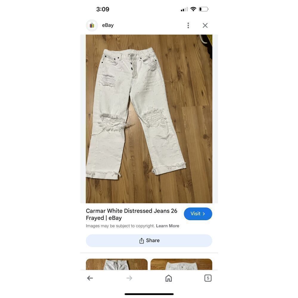 Carmar White Distressed Hole Frayed Hem Jeans sz 27 - Picture 2 of 13